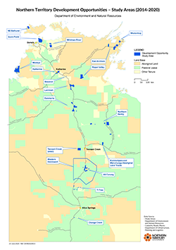 NT development opportunities study areas 2014 to 2020 - Map of the Northern Territory