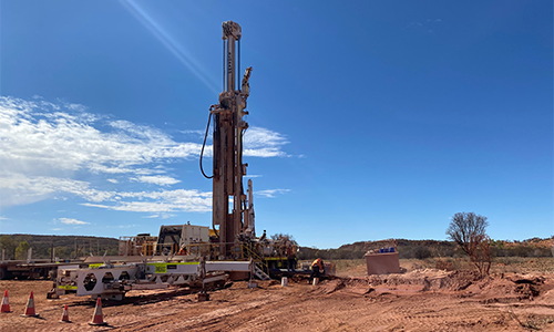 Example of a drilling rig drilling at Yuendumu, Central Australia. 