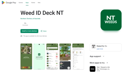 Screenshot from Google Play Store of the new Weed ID Deck NT App.