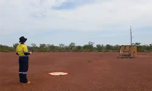Officer operating a drone.