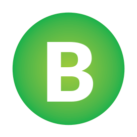 A light green icon with the capital letter B in the centre.