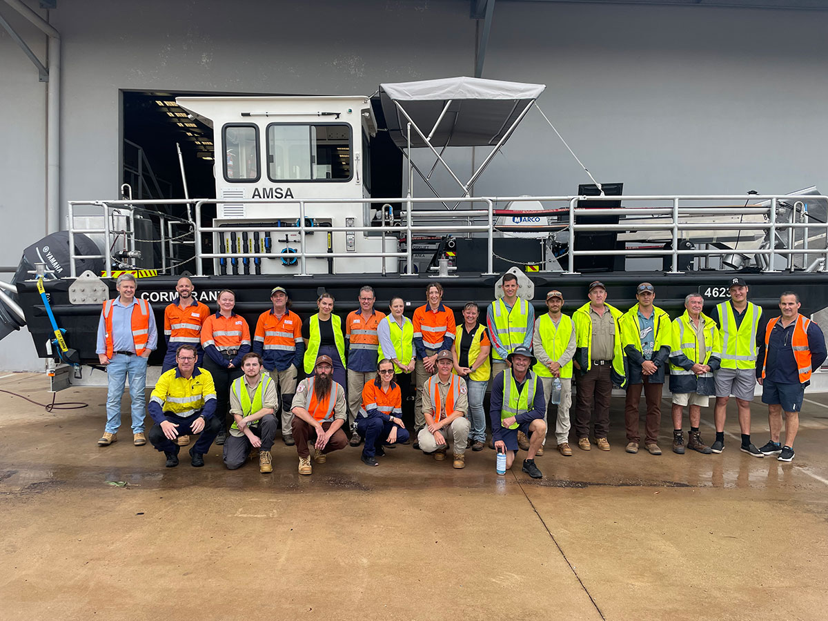 Participants in the marine oil spill equipment demonstration