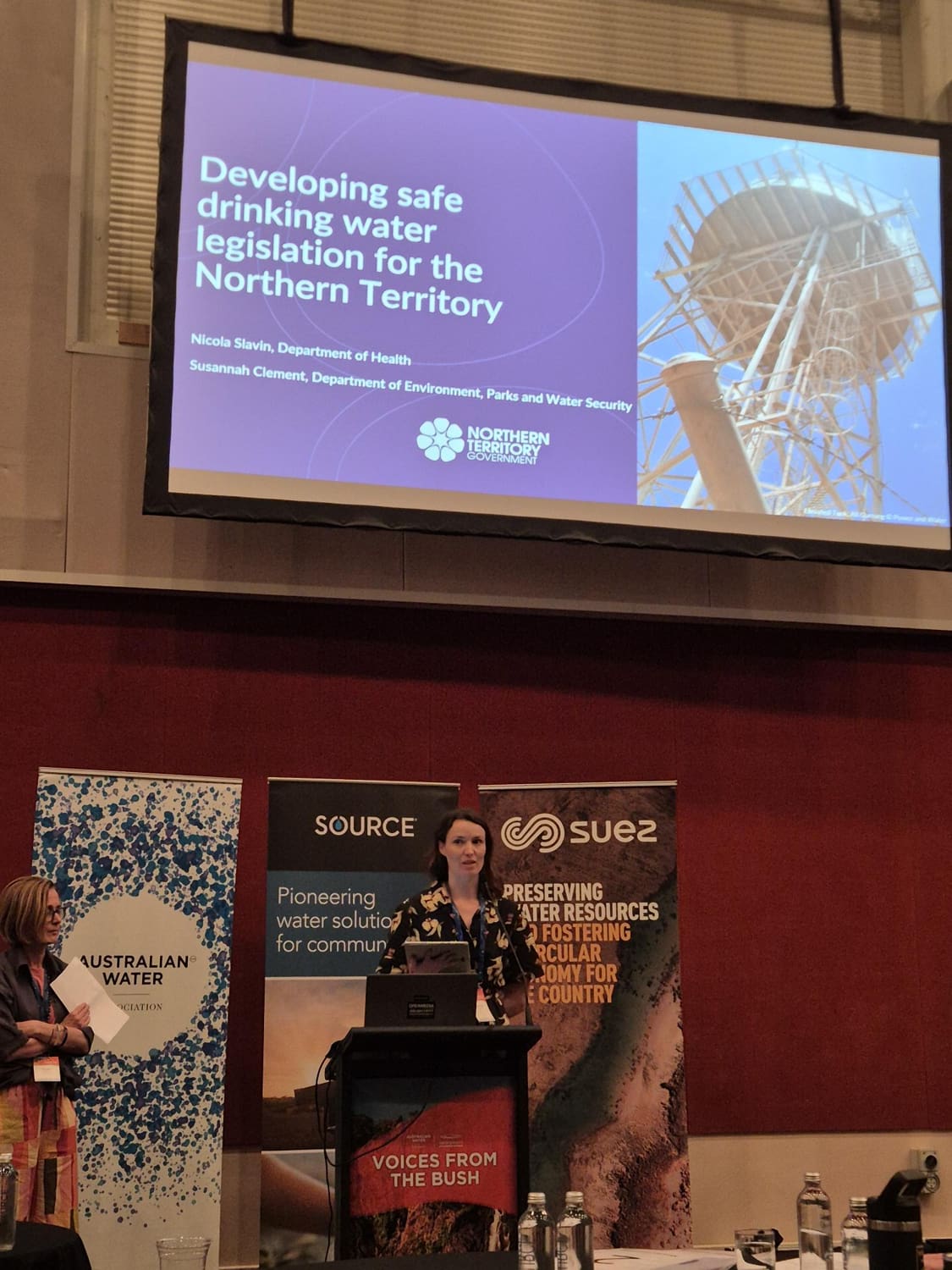 Susannah Clement presenting on the Safe Drinking Water Bill at Voices from the Bush